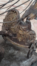 Bronze Roman Gladiator Warrior Chariot with Rearing Horses