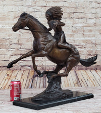 Frederic Remington WARRIOR Bronze Sculpture Statue Native American Headdress 20" x 25"