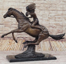 Frederic Remington WARRIOR Bronze Sculpture Statue Native American Headdress 20" x 25"