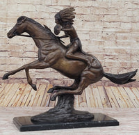 Frederic Remington WARRIOR Bronze Sculpture Statue Native American Headdress 20" x 25"
