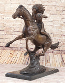 Frederic Remington WARRIOR Bronze Sculpture Statue Native American Headdress 20" x 25"