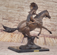 Frederic Remington WARRIOR Bronze Sculpture Statue Native American Headdress 20" x 25"