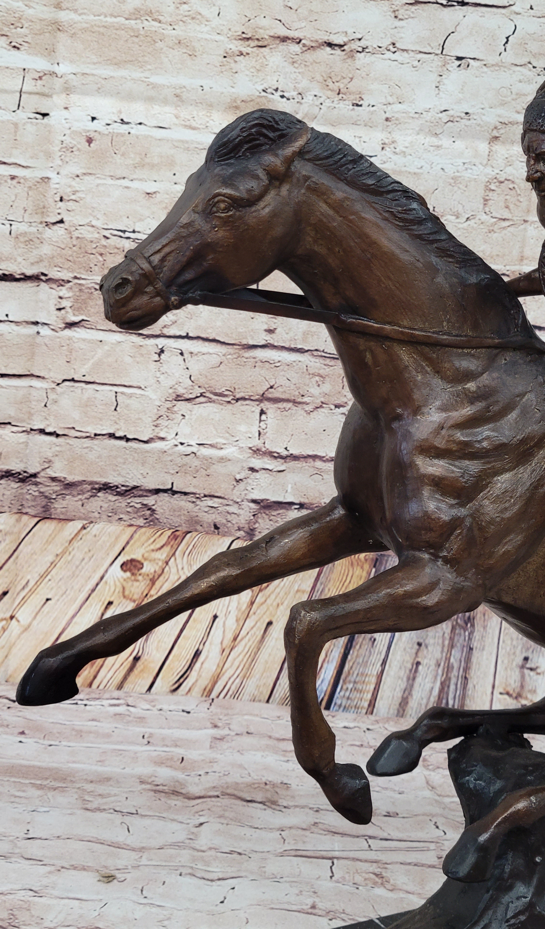 Frederic Remington WARRIOR Bronze Sculpture Statue Native American Headdress 20" x 25"