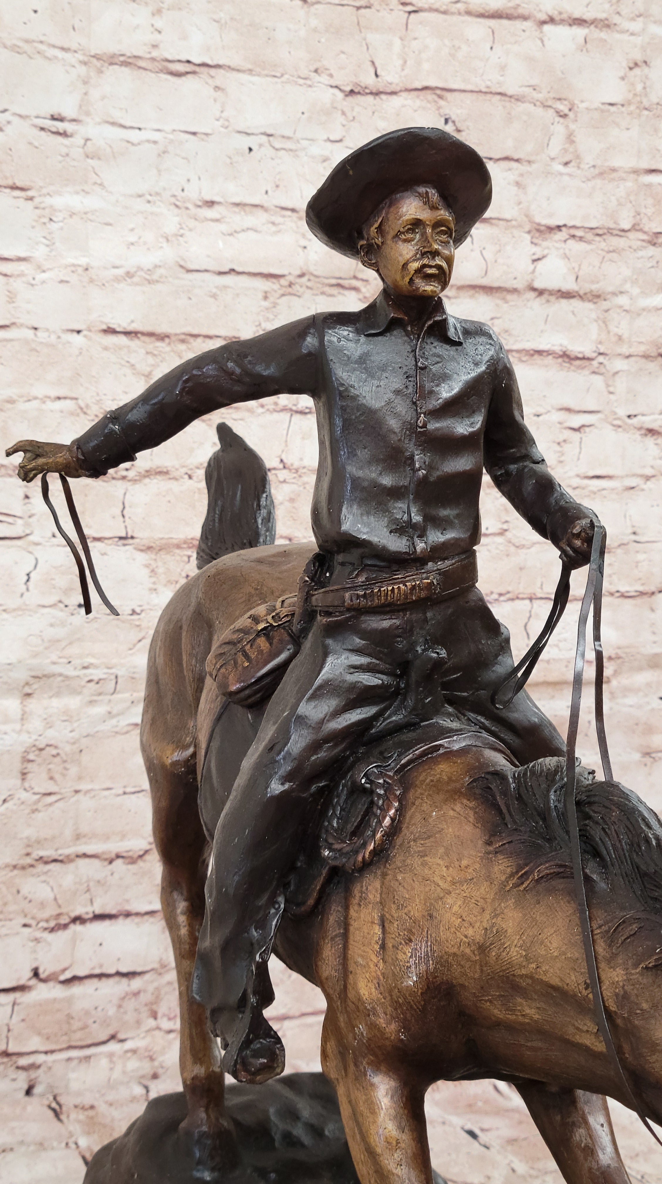 Frederic Remington ARIZONA COWBOY Bronze Sculpture Statue Western Americana 22" x 26"
