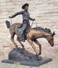 Frederic Remington ARIZONA COWBOY Bronze Sculpture Statue Western Americana 22" x 26"