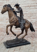 Cowboy with Rope on Horseback Bronze Sculpture Frederic Remington