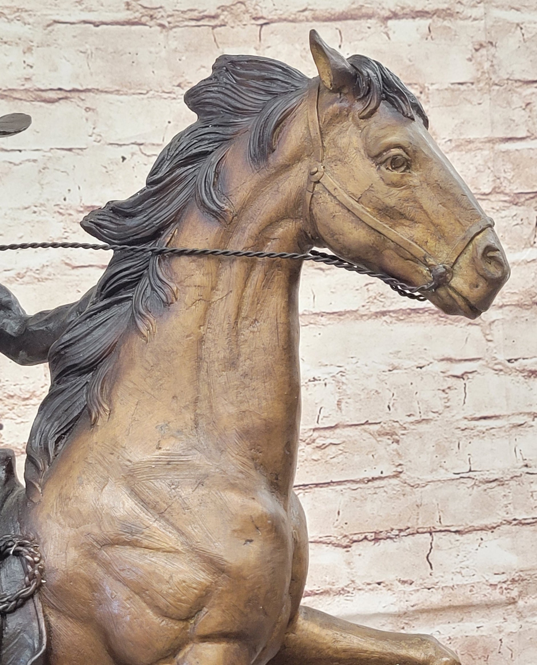 Cowboy with Rope on Horseback Bronze Sculpture Frederic Remington