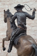 Cowboy with Rope on Horseback Bronze Sculpture Frederic Remington
