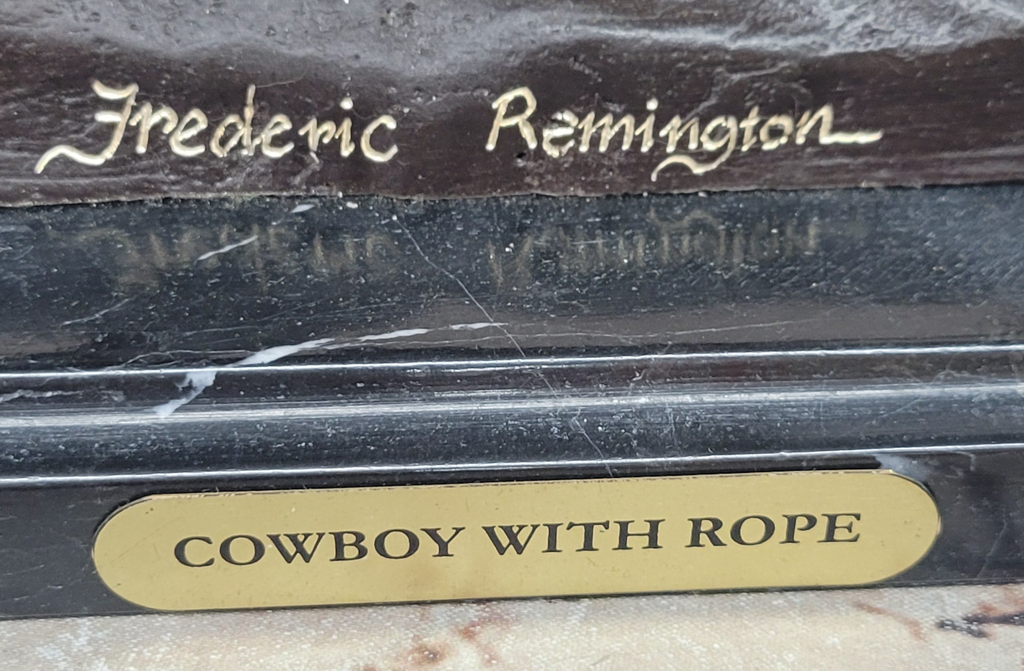 Cowboy with Rope on Horseback Bronze Sculpture Frederic Remington