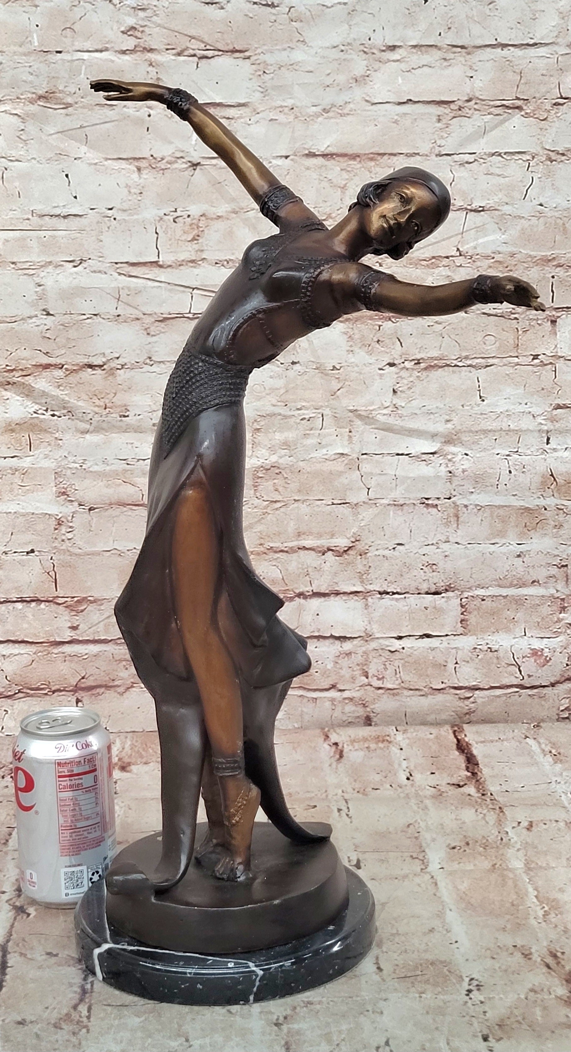 Hand Made Genuine Bronze Sculpture Art Deco Dancer by Chiparus Figurine Decor
