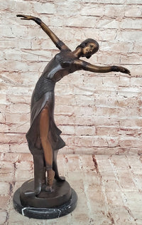 Hand Made Genuine Bronze Sculpture Art Deco Dancer by Chiparus Figurine Decor