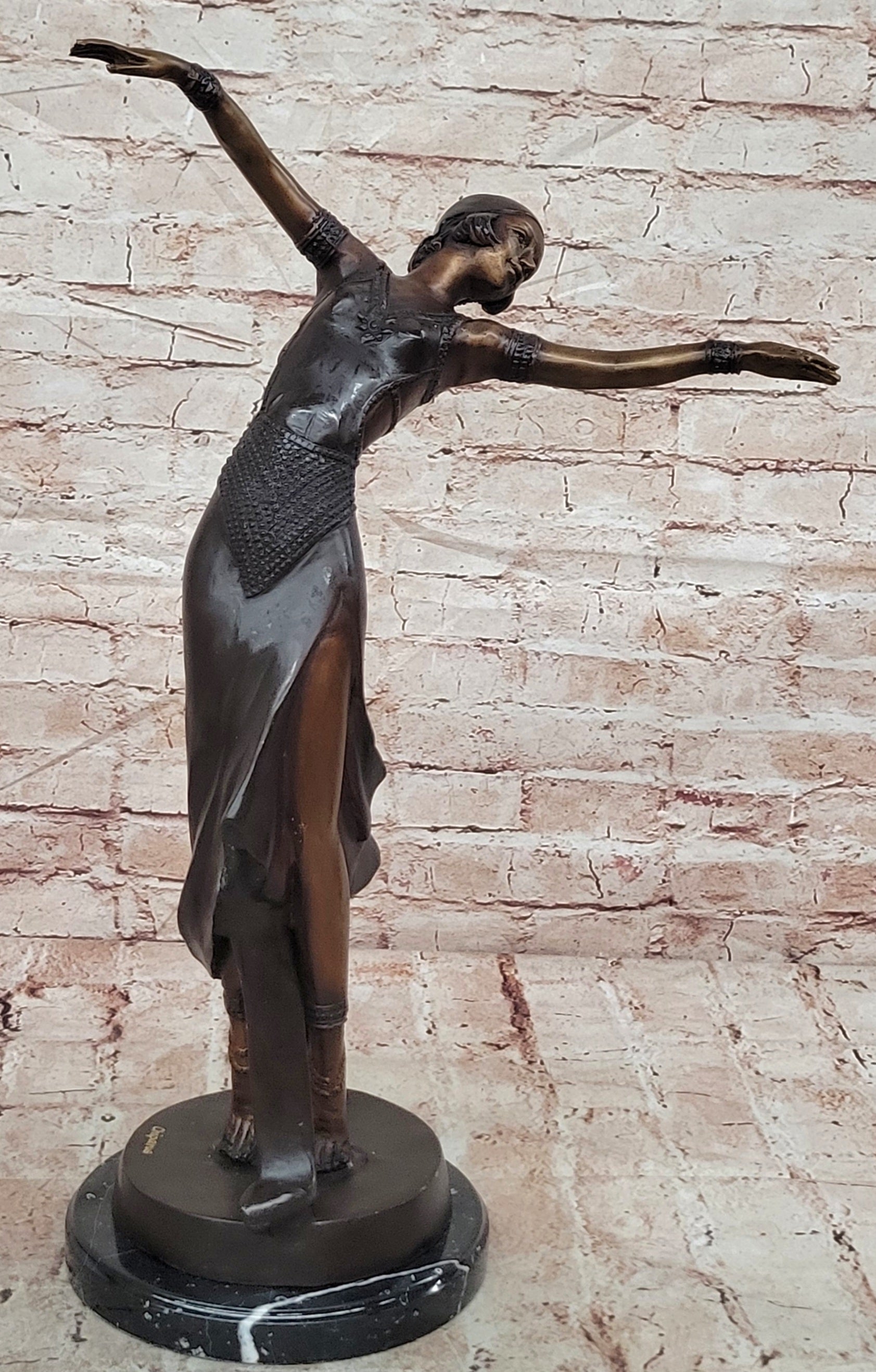 Hand Made Genuine Bronze Sculpture Art Deco Dancer by Chiparus Figurine Decor