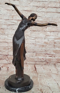 Hand Made Genuine Bronze Sculpture Art Deco Dancer by Chiparus Figurine Decor