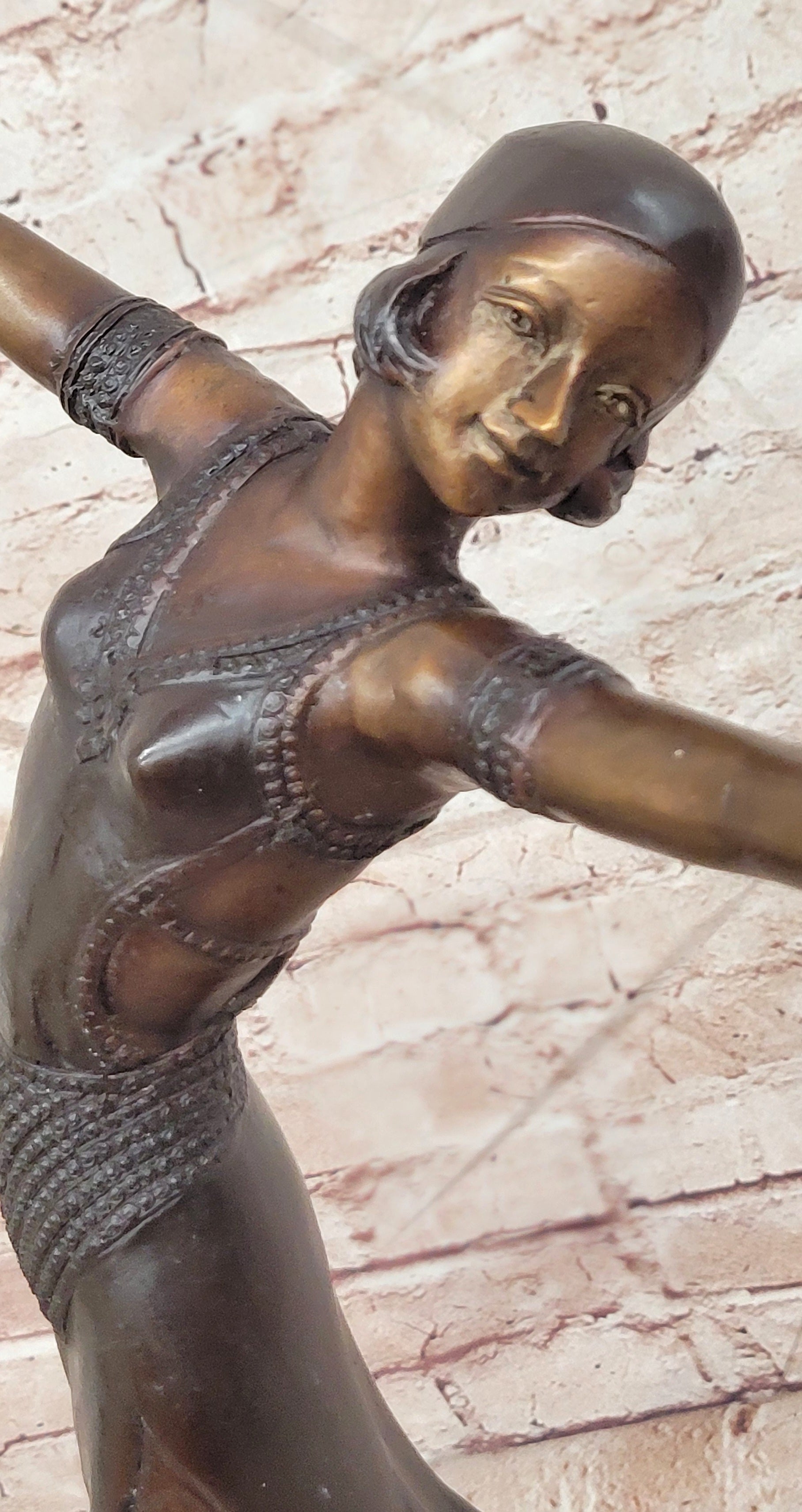 Hand Made Genuine Bronze Sculpture Art Deco Dancer by Chiparus Figurine Decor