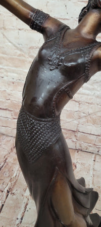 Hand Made Genuine Bronze Sculpture Art Deco Dancer by Chiparus Figurine Decor