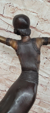 Hand Made Genuine Bronze Sculpture Art Deco Dancer by Chiparus Figurine Decor