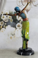 Colorful Patina Bronze Art Deco Flapper Dancer 23" x 13"