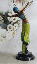 Colorful Patina Bronze Art Deco Flapper Dancer 23" x 13"