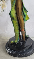 Colorful Patina Bronze Art Deco Flapper Dancer 23" x 13"