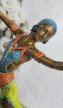 Colorful Patina Bronze Art Deco Flapper Dancer 23" x 13"