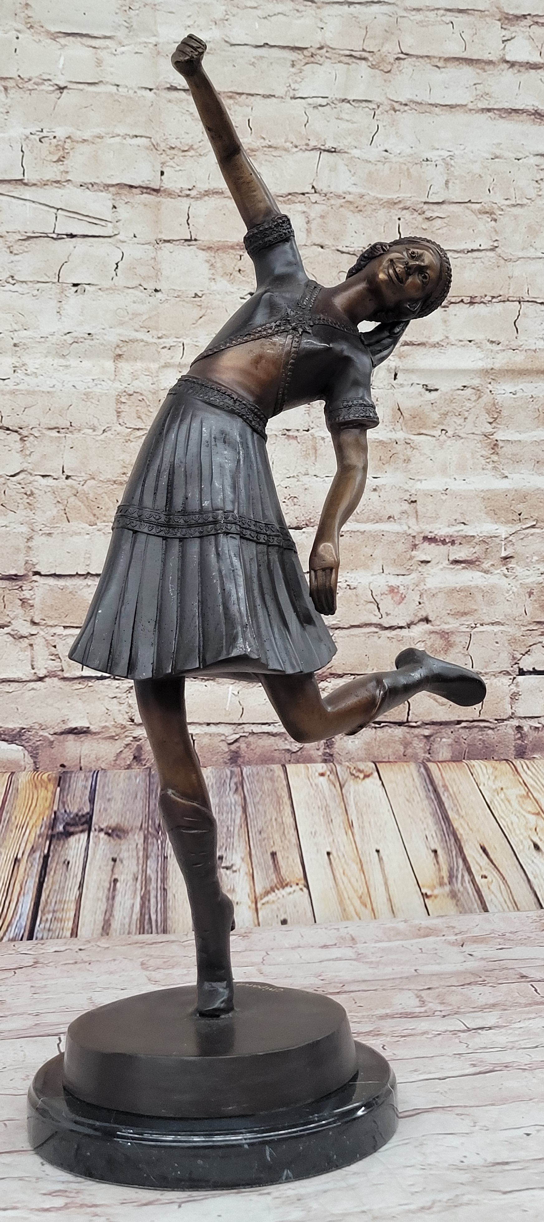 Gypsy Dancer Girl Bronze Sculpture by Chiparus on Marble Base