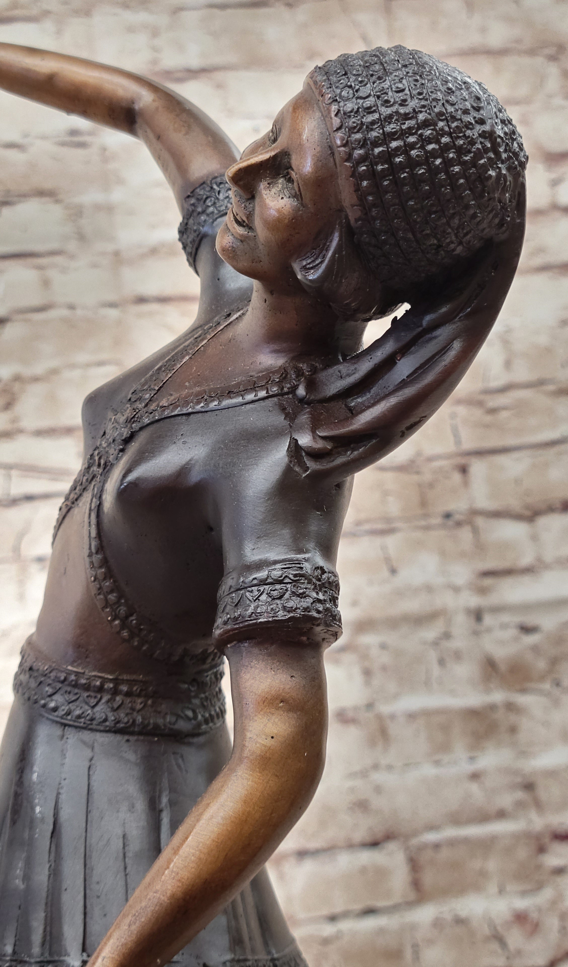 Gypsy Dancer Girl Bronze Sculpture by Chiparus on Marble Base