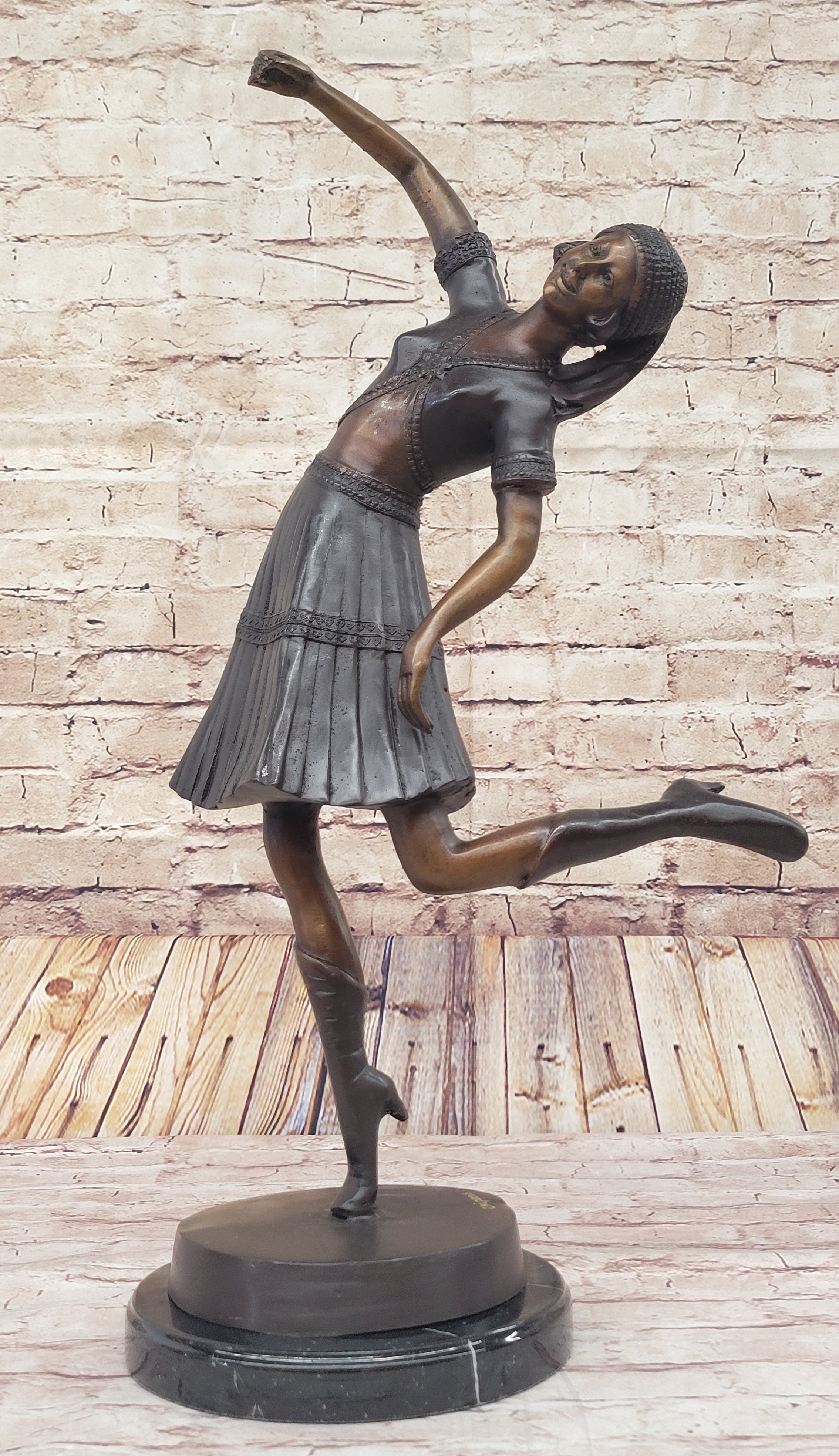 Gypsy Dancer Girl Bronze Sculpture by Chiparus on Marble Base