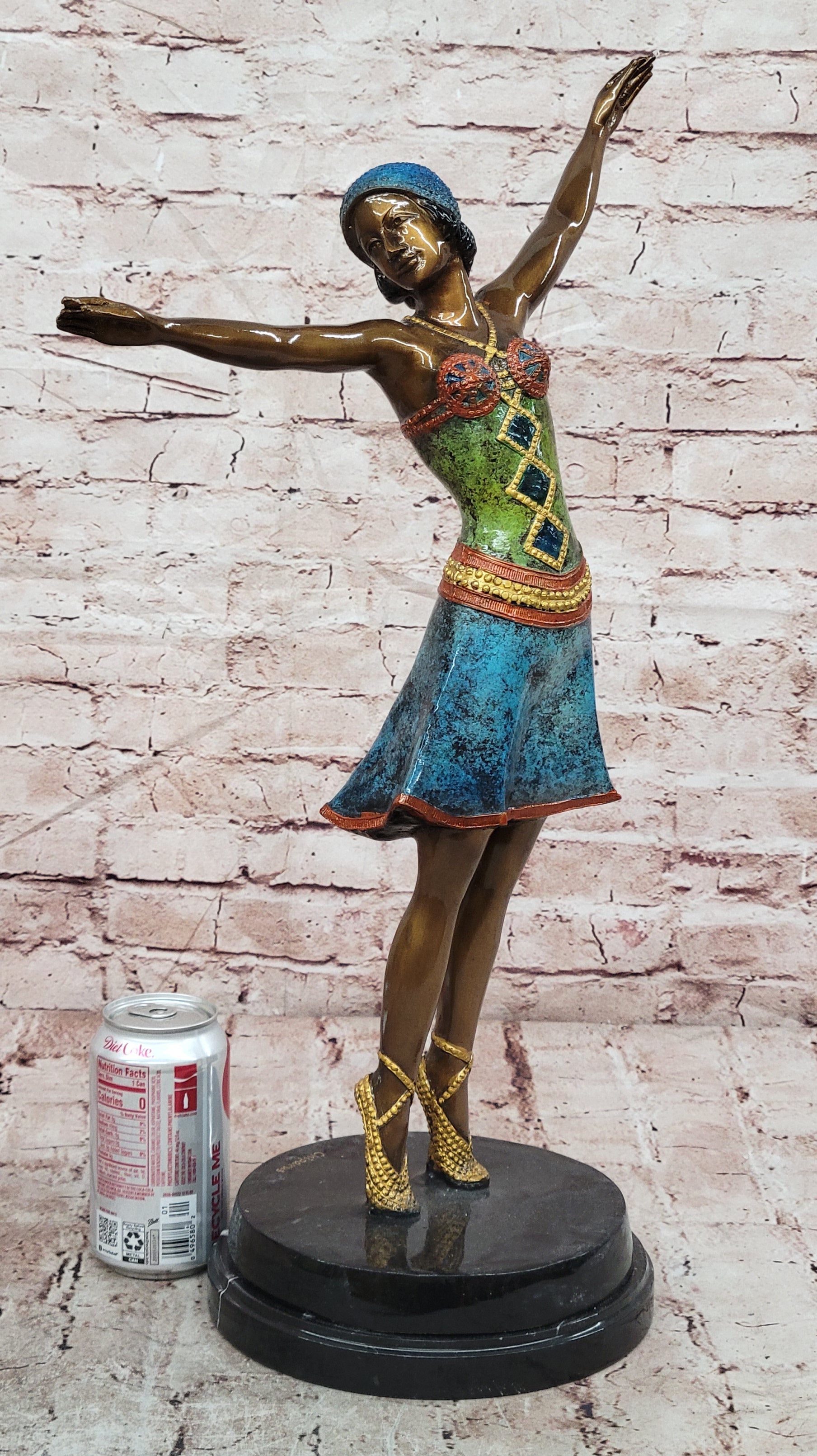 Large Gypsy Dancer by Chiparus Hot Cast Bronze Sculpture Marble Base Statue Art