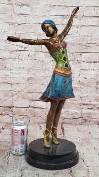 Large Gypsy Dancer by Chiparus Hot Cast Bronze Sculpture Marble Base Statue Art