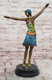Large Gypsy Dancer by Chiparus Hot Cast Bronze Sculpture Marble Base Statue Art