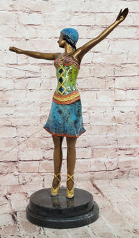 Large Gypsy Dancer by Chiparus Hot Cast Bronze Sculpture Marble Base Statue Art