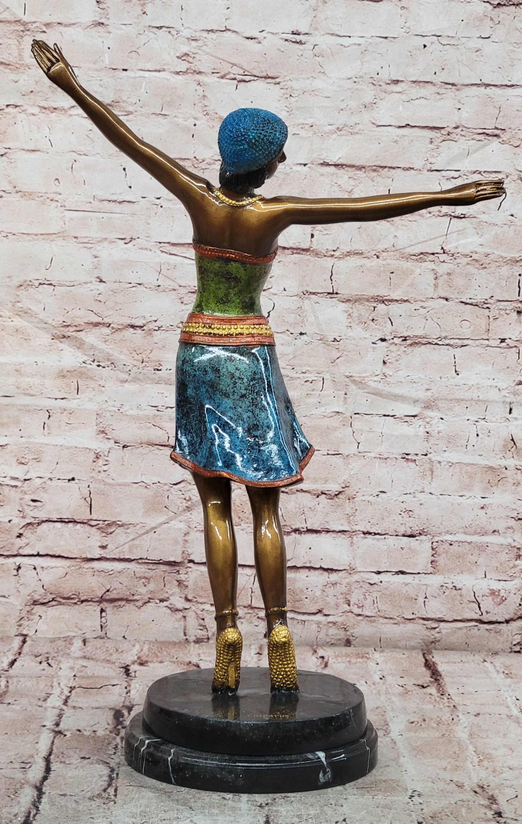 Large Gypsy Dancer by Chiparus Hot Cast Bronze Sculpture Marble Base Statue Art