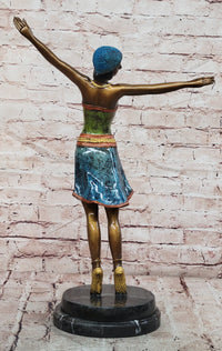 Large Gypsy Dancer by Chiparus Hot Cast Bronze Sculpture Marble Base Statue Art