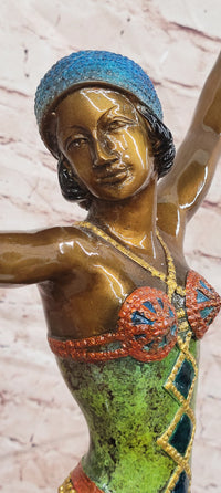 Large Gypsy Dancer by Chiparus Hot Cast Bronze Sculpture Marble Base Statue Art