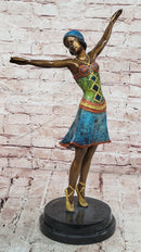 Large Gypsy Dancer by Chiparus Hot Cast Bronze Sculpture Marble Base Statue Art