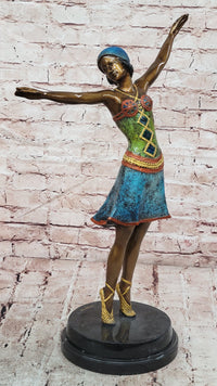 Large Gypsy Dancer by Chiparus Hot Cast Bronze Sculpture Marble Base Statue Art