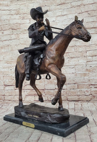 BREATH by Frederic Remington Bronze Statue Sculpture Cowboy Smoking Pipe 22" x 24"