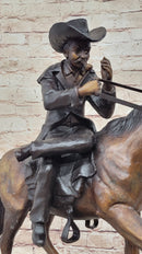 BREATH by Frederic Remington Bronze Statue Sculpture Cowboy Smoking Pipe 22" x 24"