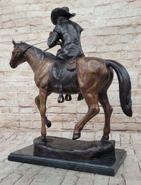 BREATH by Frederic Remington Bronze Statue Sculpture Cowboy Smoking Pipe 22" x 24"