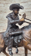 BREATH by Frederic Remington Bronze Statue Sculpture Cowboy Smoking Pipe 22" x 24"