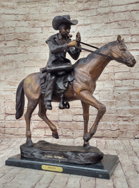 BREATH by Frederic Remington Bronze Statue Sculpture Cowboy Smoking Pipe 22" x 24"