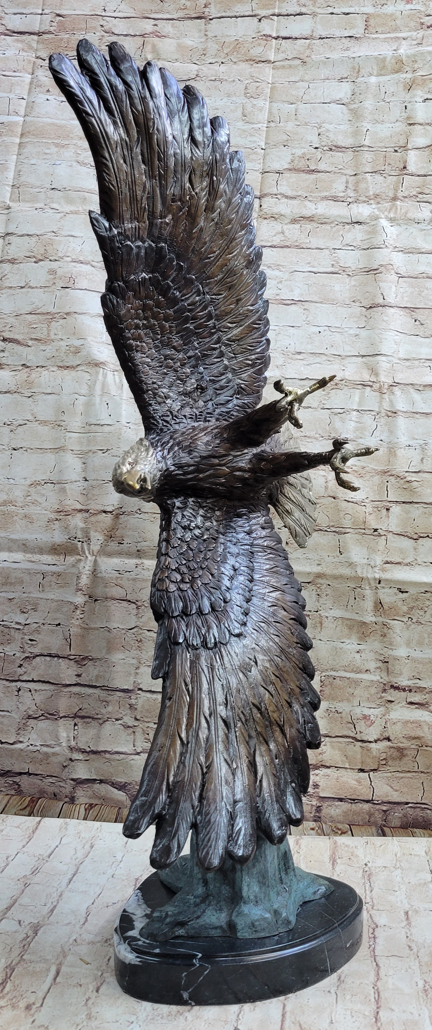 Life Size American Bald Eagle Bronze Sculpture 33" x 23"