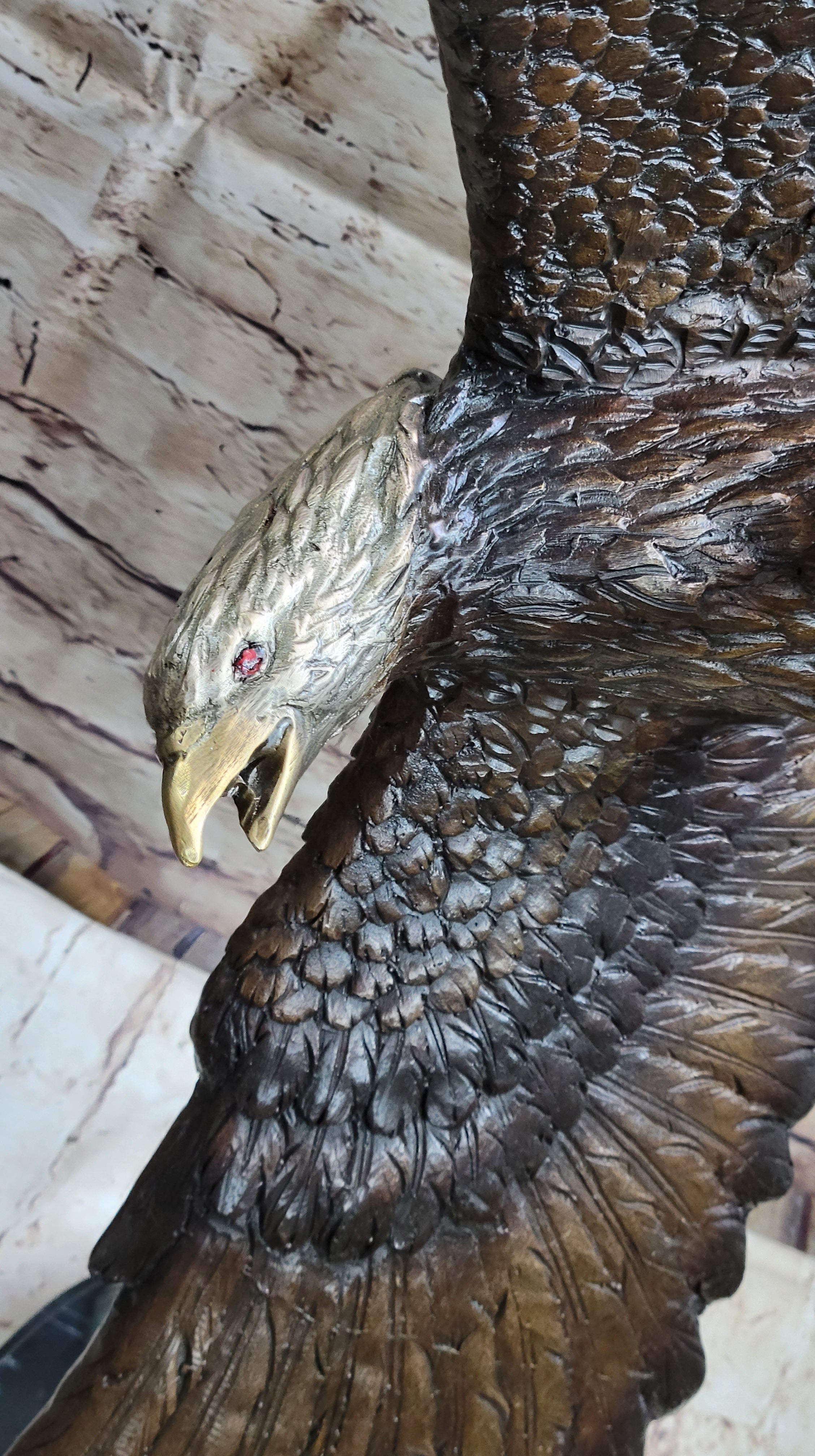 Life Size American Bald Eagle Bronze Sculpture 33" x 23"