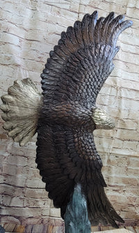 Life Size American Bald Eagle Bronze Sculpture 33" x 23"