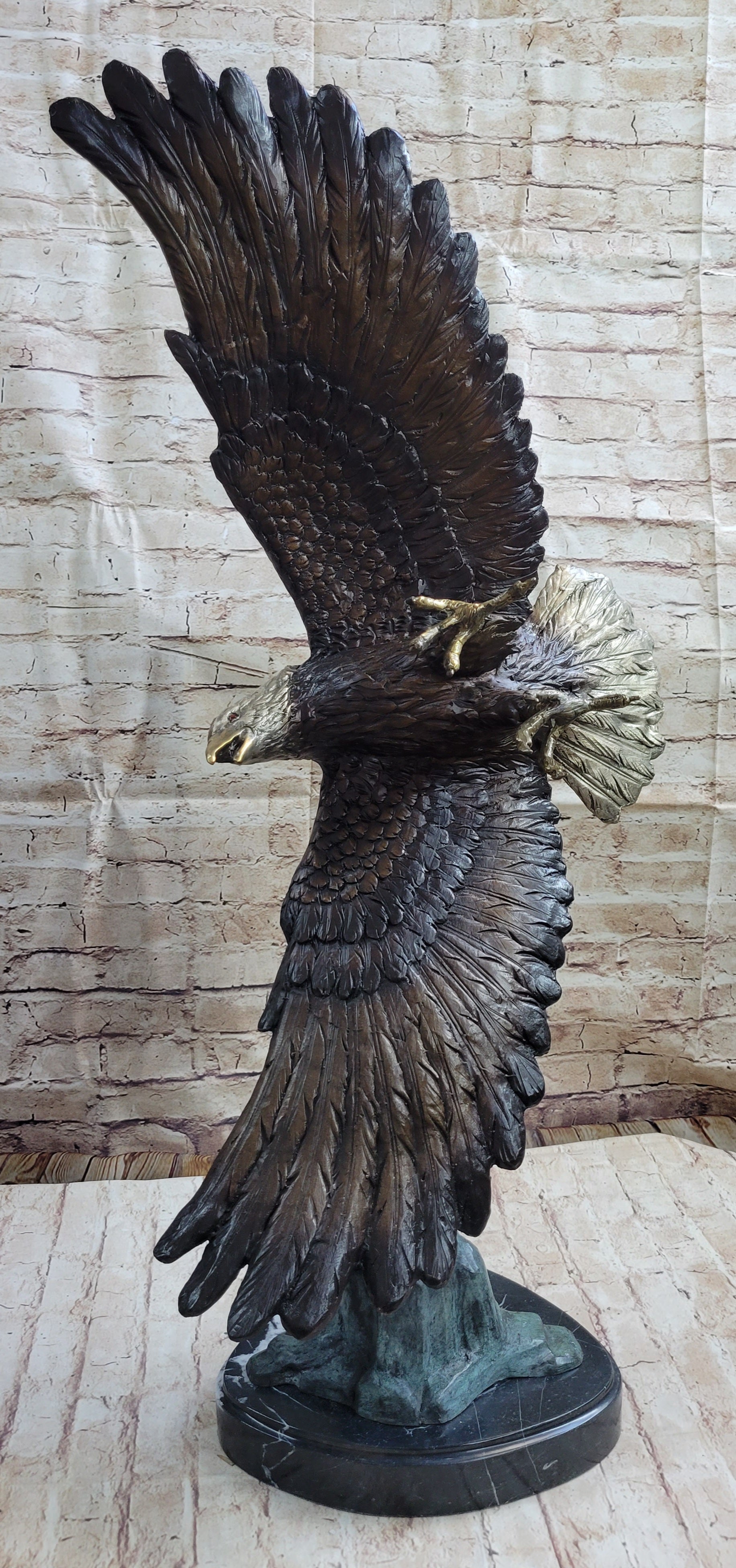 Life Size American Bald Eagle Bronze Sculpture 33" x 23"