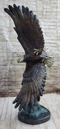 Life Size American Bald Eagle Bronze Sculpture 33" x 23"
