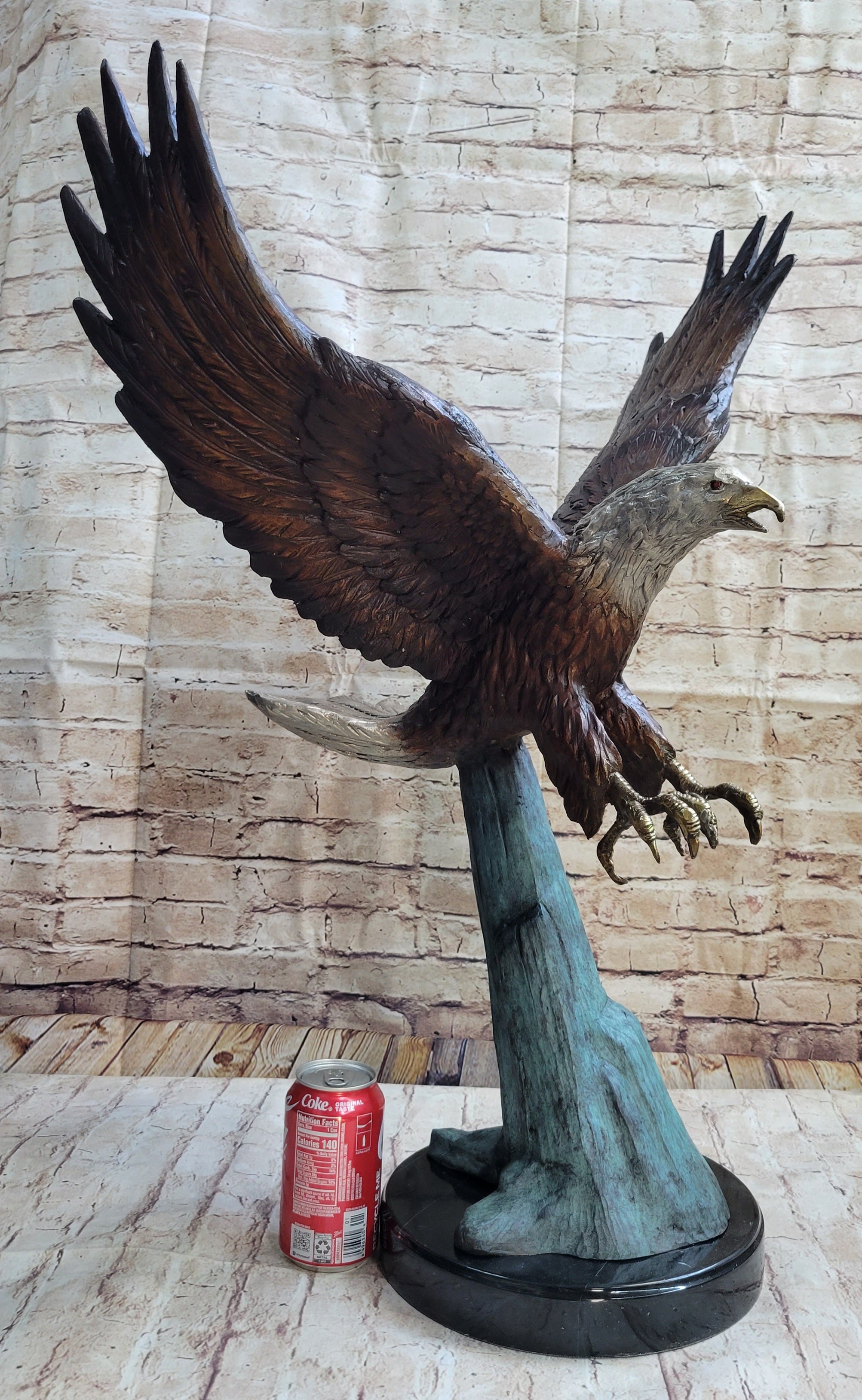 Swooping American Bald Eagle Real Bronze Sculpture 30" x 21"