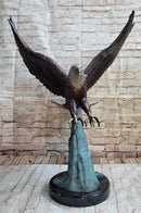 Swooping American Bald Eagle Real Bronze Sculpture 30" x 21"