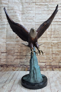 Swooping American Bald Eagle Real Bronze Sculpture 30" x 21"