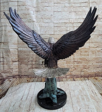 Swooping American Bald Eagle Real Bronze Sculpture 30" x 21"